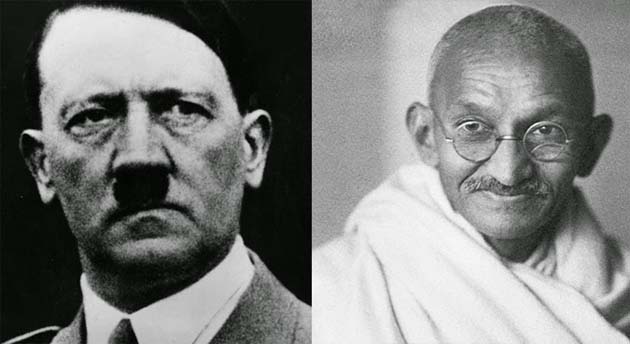 Adolf Hitler y Mahatma Gandhi, dos casos extremos de mentalidad dialéctica-victimista y de mentalidad dialógica-responsable.